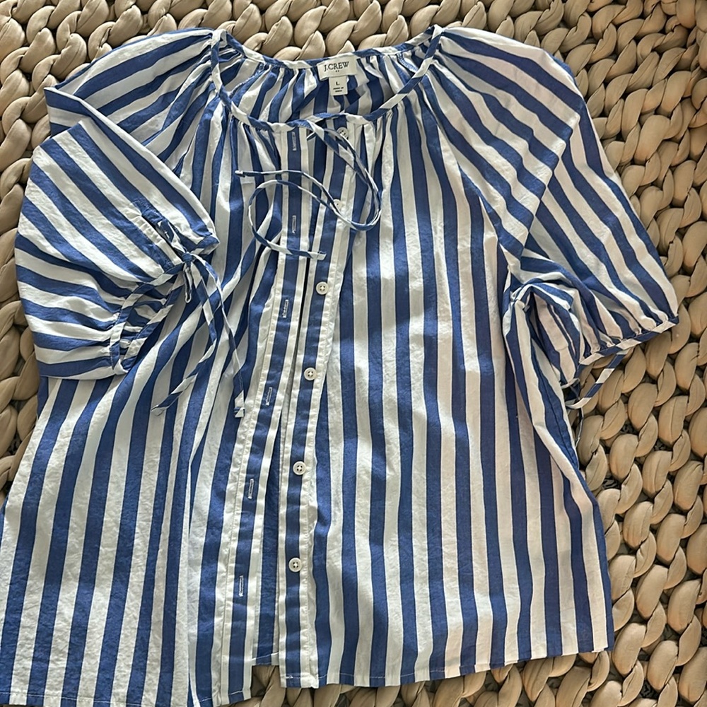J. Crew Blue and White Striped Top